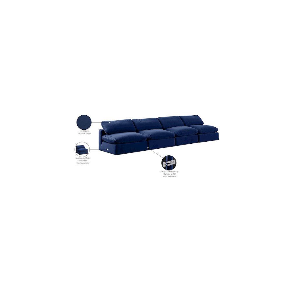 Comfy Navy Velvet Modular Sofa. Picture 10