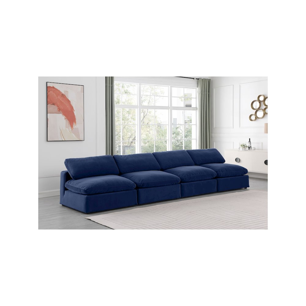Comfy Navy Velvet Modular Sofa. Picture 2