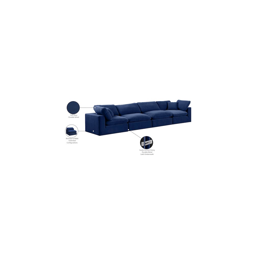 Comfy Navy Velvet Modular Sofa. Picture 11