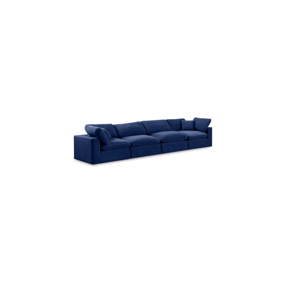 Comfy Navy Velvet Modular Sofa. Picture 1