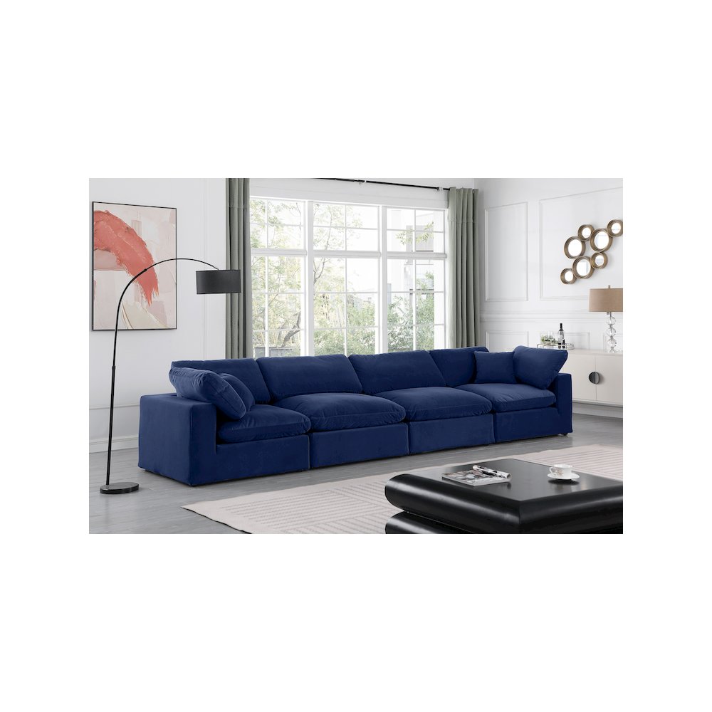 Comfy Navy Velvet Modular Sofa. Picture 2