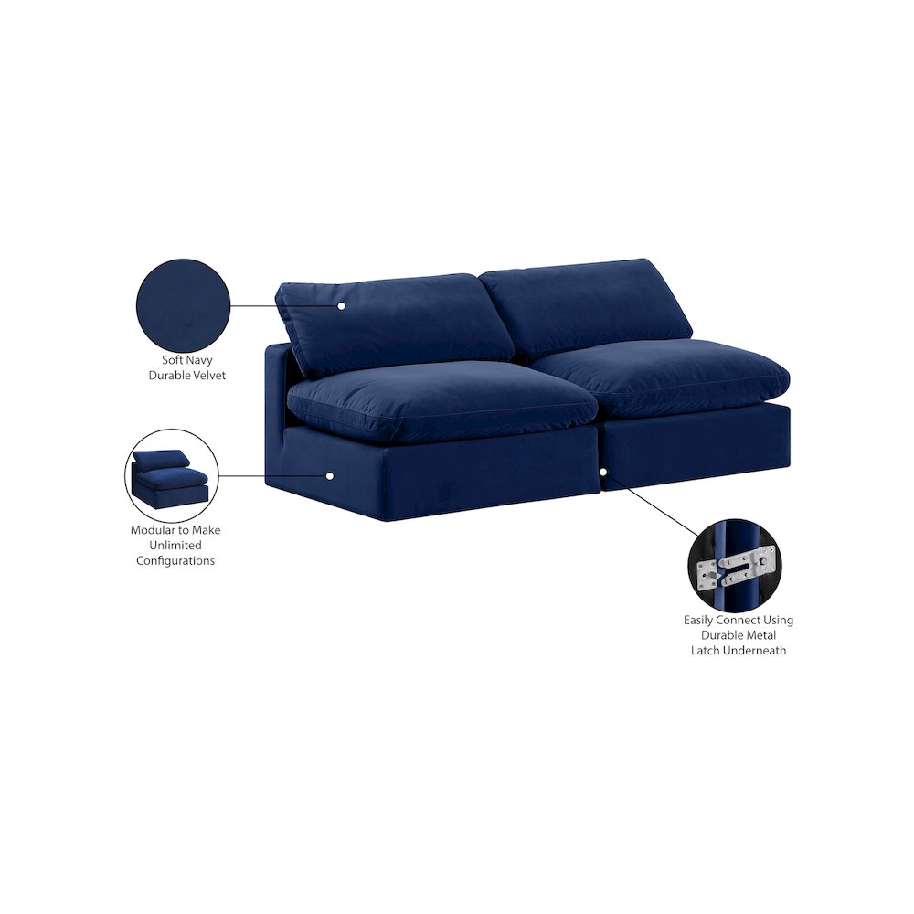 Comfy Navy Velvet Modular Sofa. Picture 10