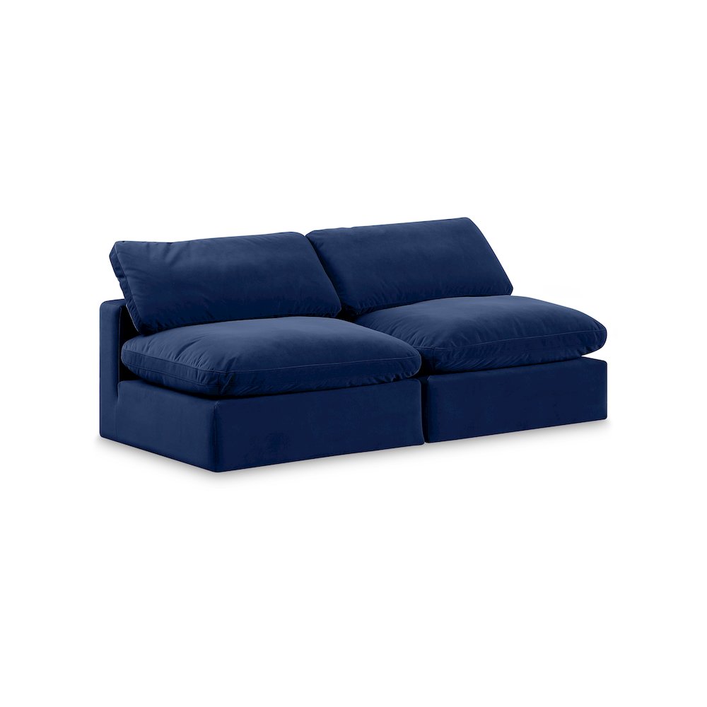 Comfy Navy Velvet Modular Sofa. Picture 1
