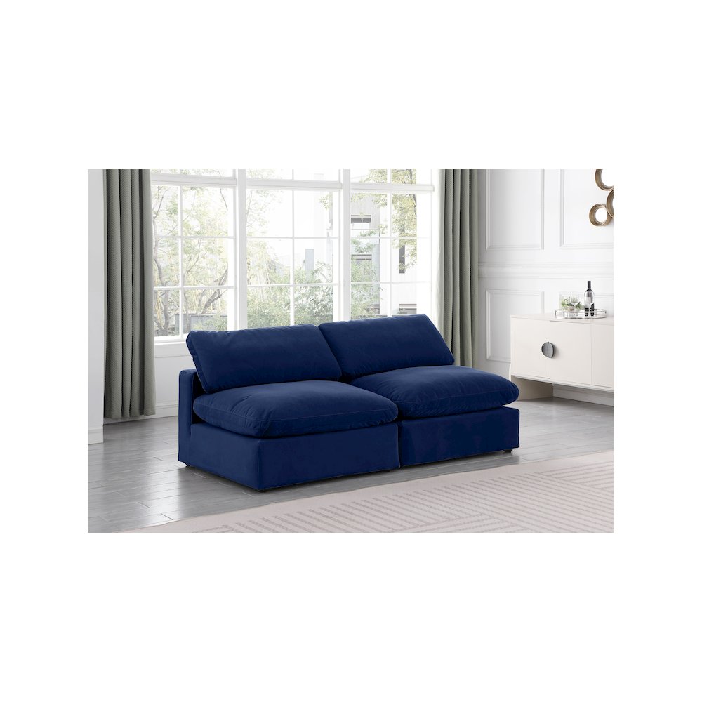 Comfy Navy Velvet Modular Sofa. Picture 2