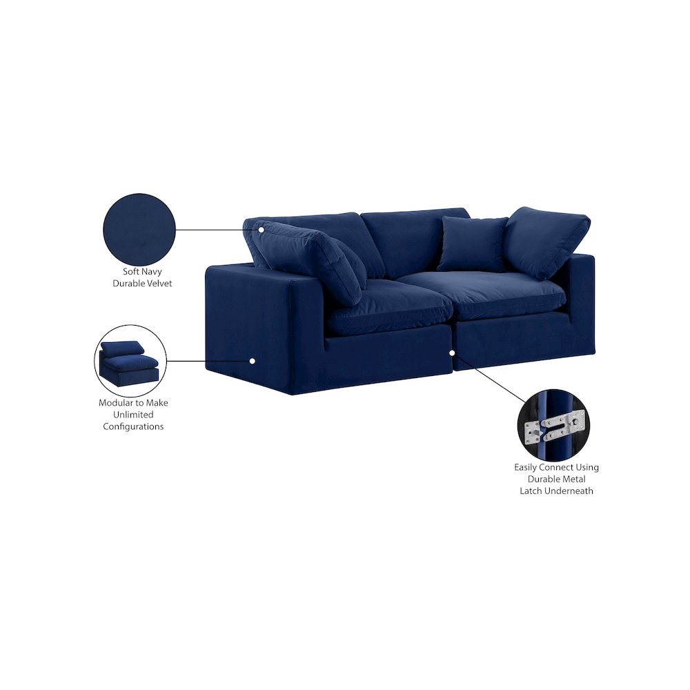 Comfy Navy Velvet Modular Sofa. Picture 11