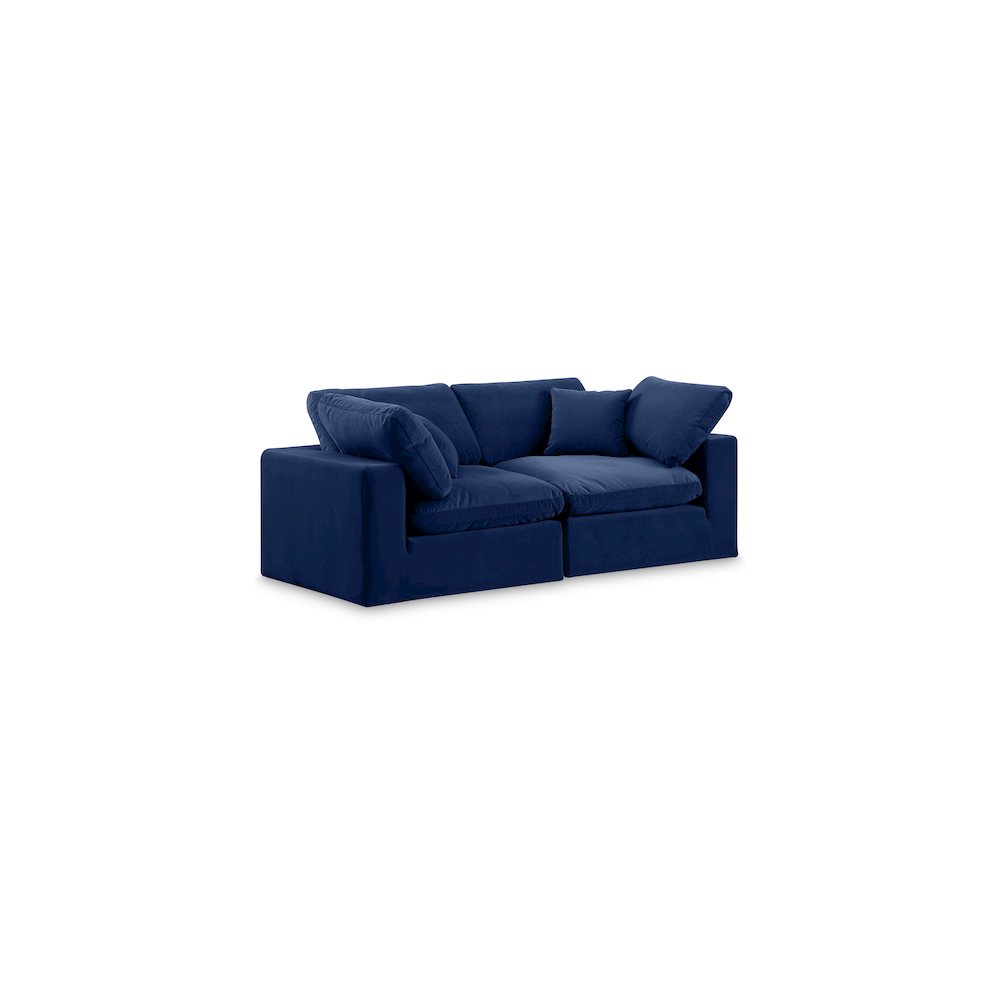 Comfy Navy Velvet Modular Sofa. Picture 1