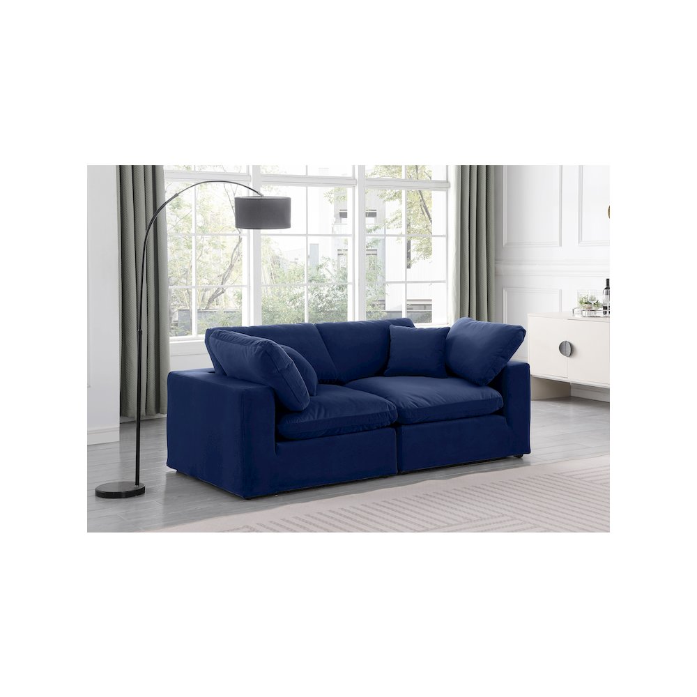 Comfy Navy Velvet Modular Sofa. Picture 2