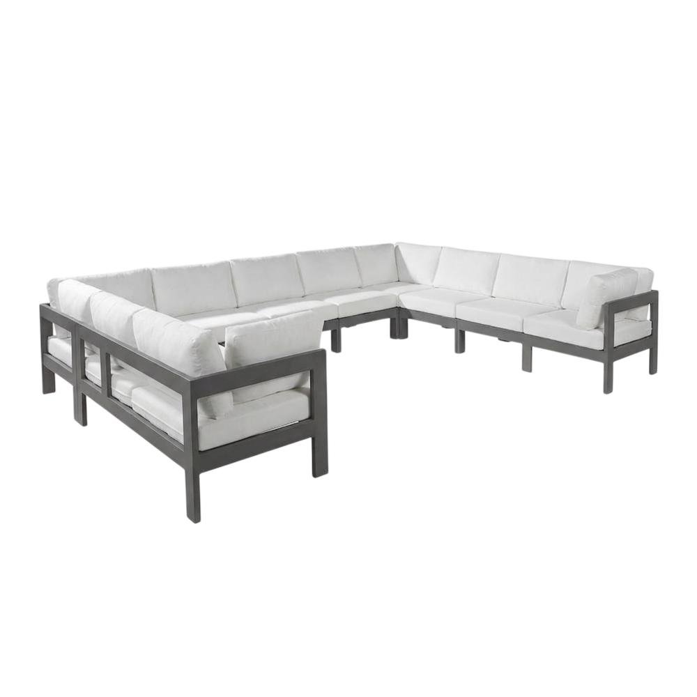 White Fabric Outdoor Patio Modular Sectional For Contemporary Lounge Comfort. Picture 1