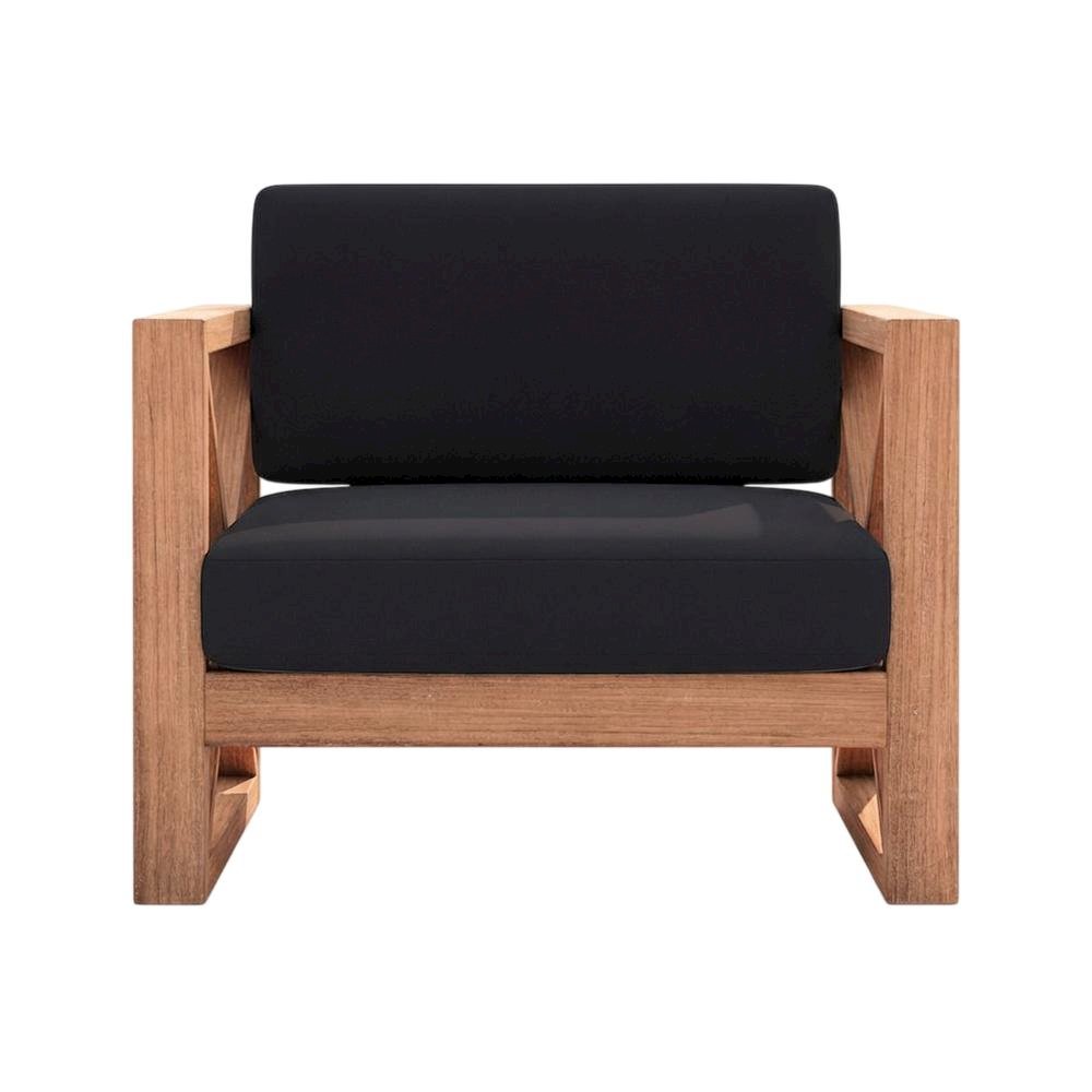 Contemporary Black Fabric Outdoor Chair With Cushioned Seat And Finish. Picture 4