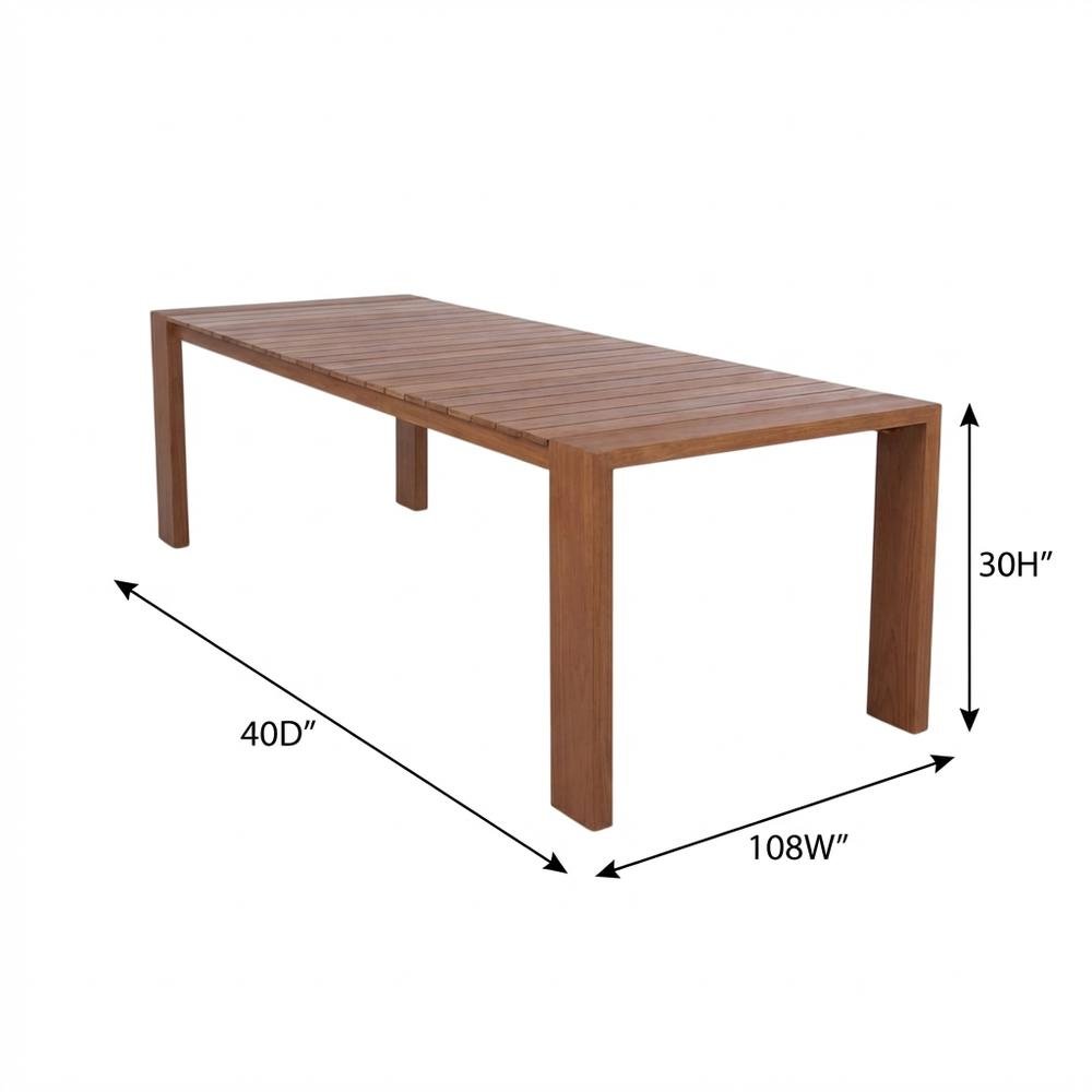 Outdoor Patio Dining Table With Aluminum Frame And Teak Finish, 108-Inch Wide. Picture 7