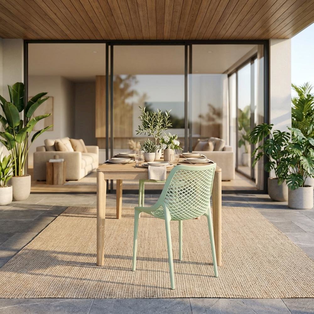 Contemporary Mint Outdoor Dining Chair Set Of 4 With Protective Finish. Picture 2