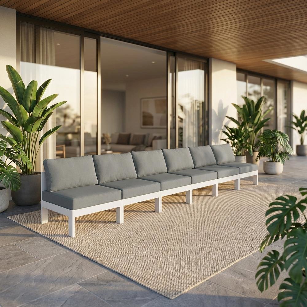Gray Fabric Outdoor Modular Sofa With Contemporary Style And Cushioned Seating. Picture 2