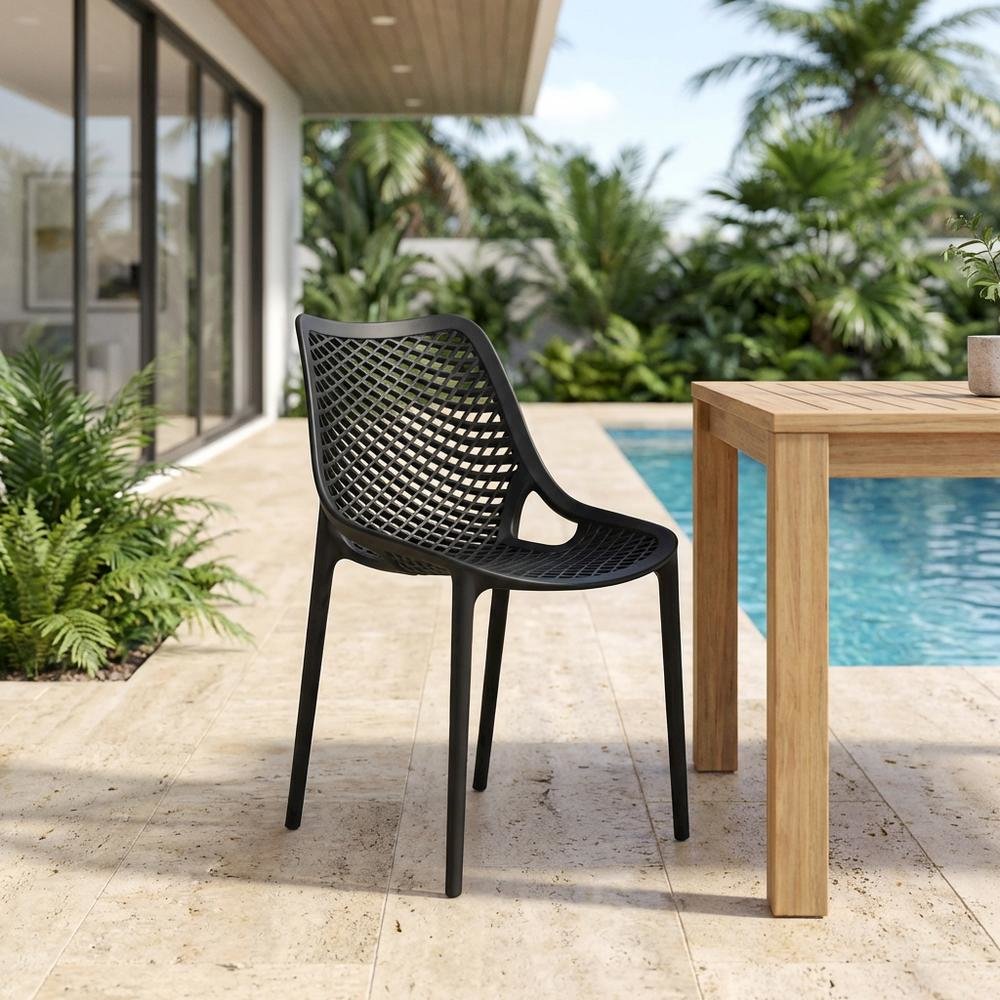 Contemporary Outdoor Patio Dining Chair Set Of 4 With Uv-Protection Finish. Picture 3