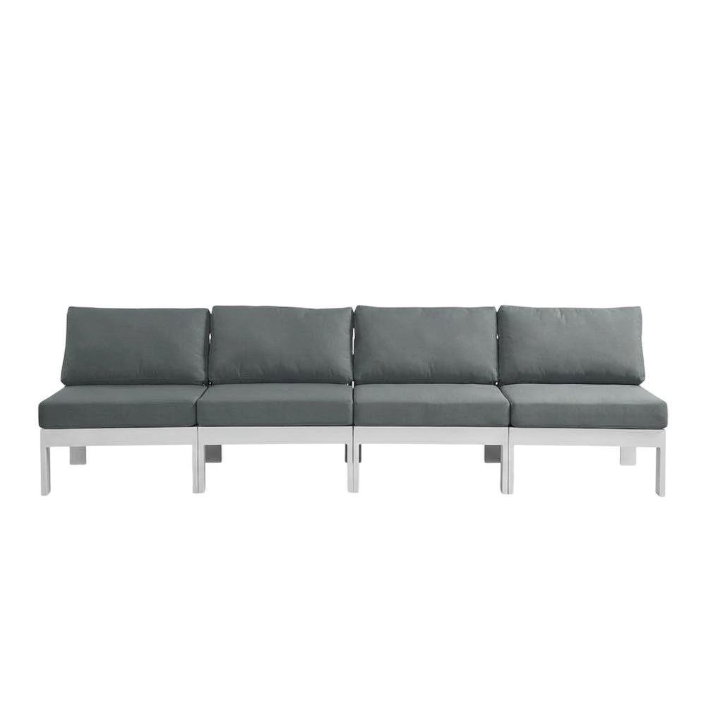 Gray Fabric Outdoor Modular Sofa With Contemporary Style And Cushioned Seating. Picture 4