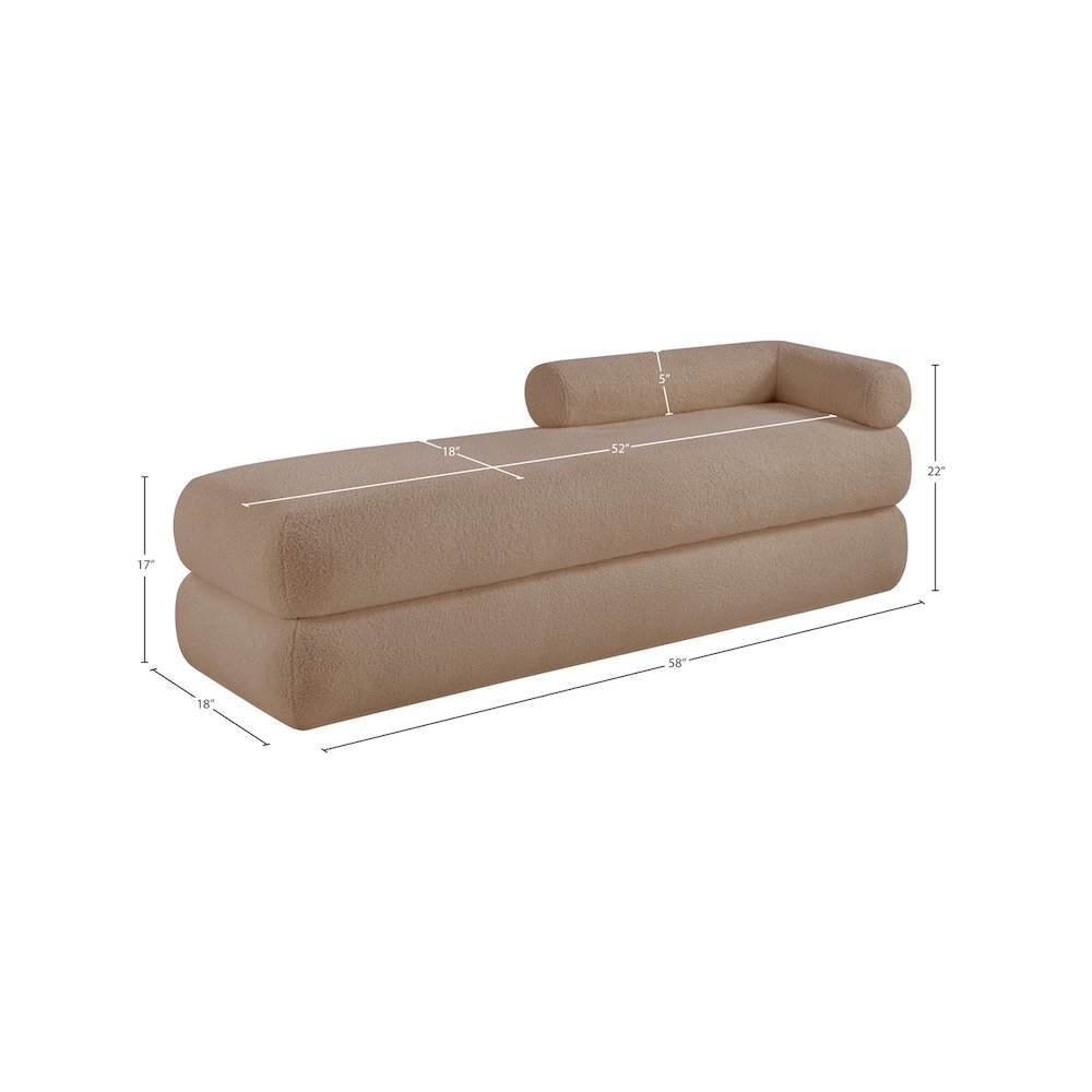 Kennedy Beige Faux Shearling Teddy Fabric Bench. Picture 13