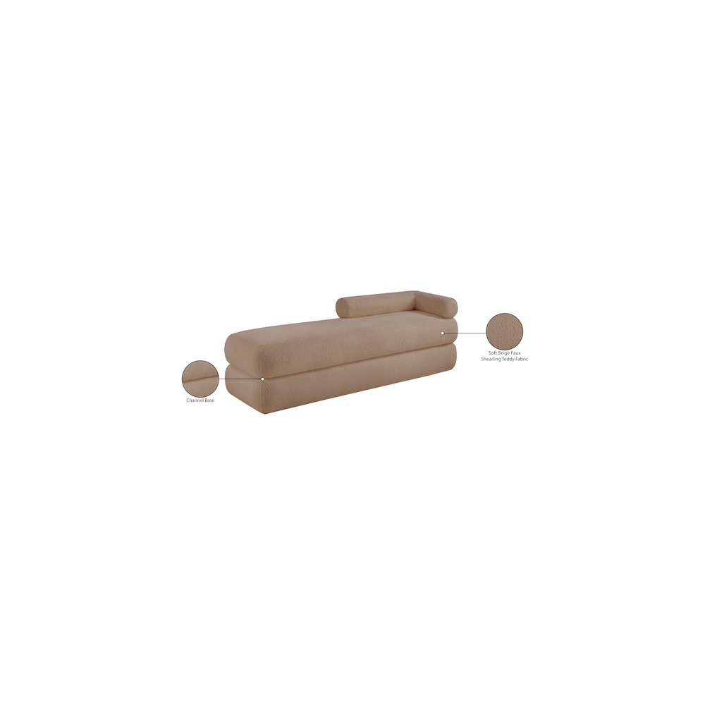 Kennedy Beige Faux Shearling Teddy Fabric Bench. Picture 14