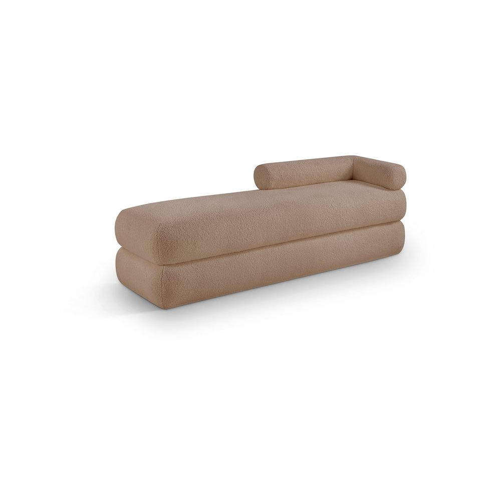 Kennedy Beige Faux Shearling Teddy Fabric Bench. Picture 1