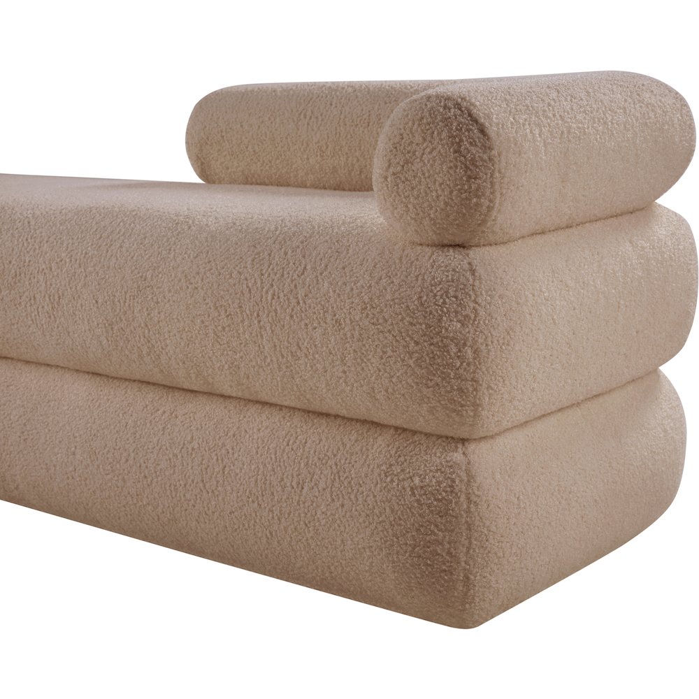 Kennedy Beige Faux Shearling Teddy Fabric Bench. Picture 10