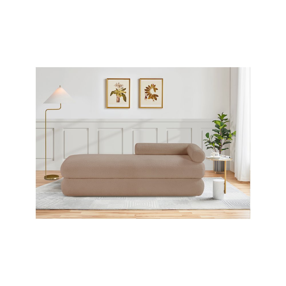 Kennedy Beige Faux Shearling Teddy Fabric Bench. Picture 2