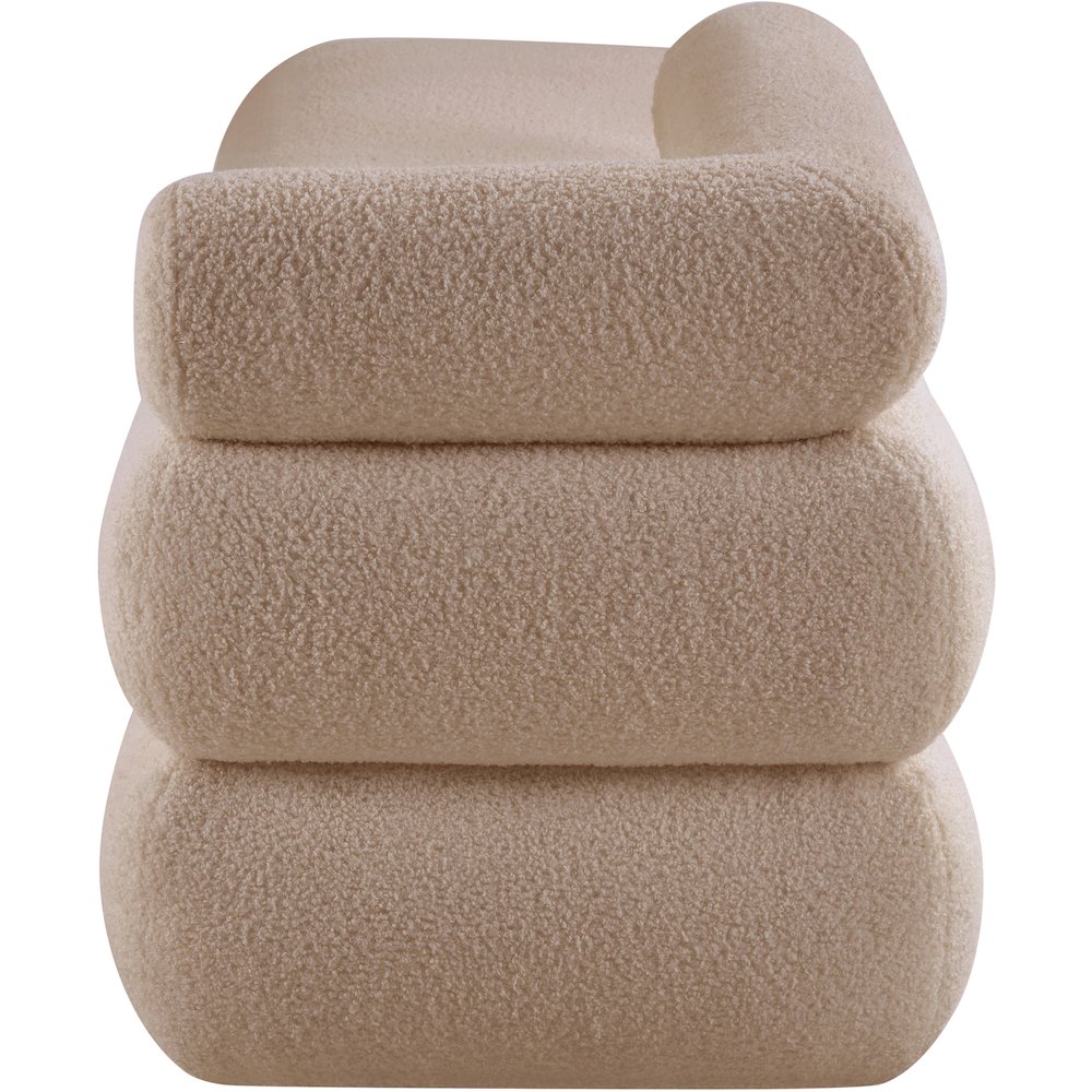 Kennedy Beige Faux Shearling Teddy Fabric Bench. Picture 4