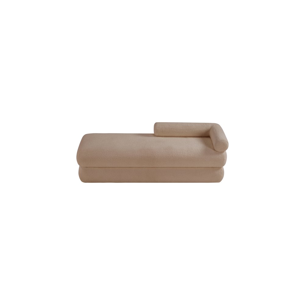 Kennedy Beige Faux Shearling Teddy Fabric Bench. Picture 6