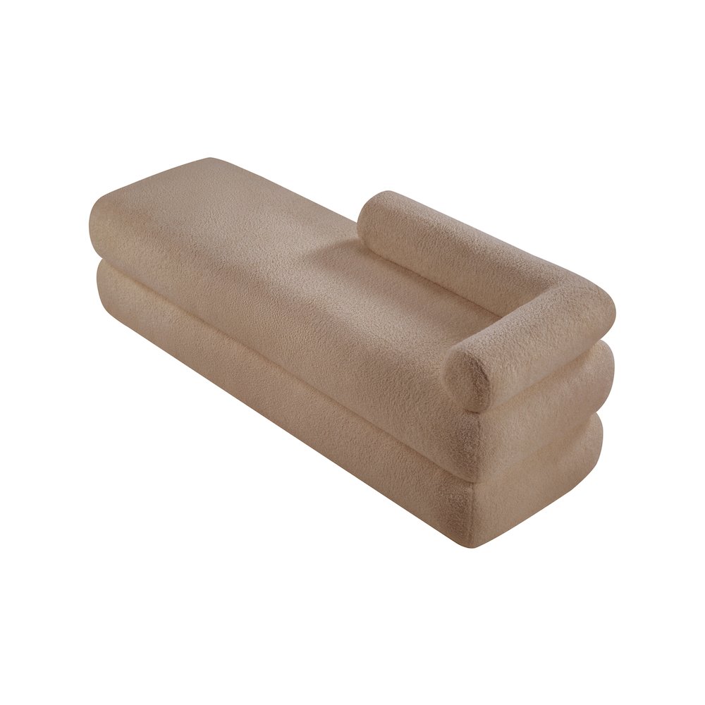 Kennedy Beige Faux Shearling Teddy Fabric Bench. Picture 8
