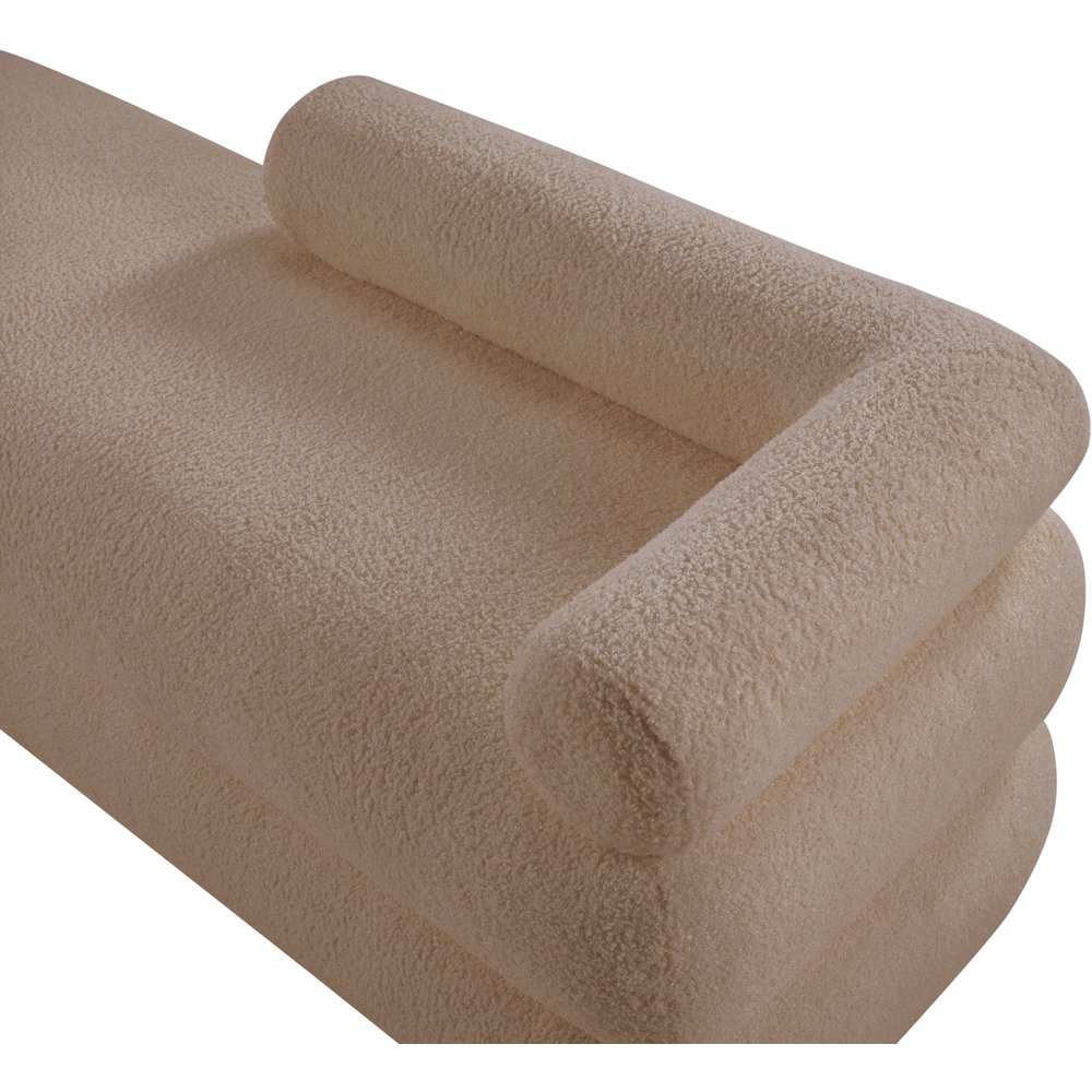 Kennedy Beige Faux Shearling Teddy Fabric Bench. Picture 9