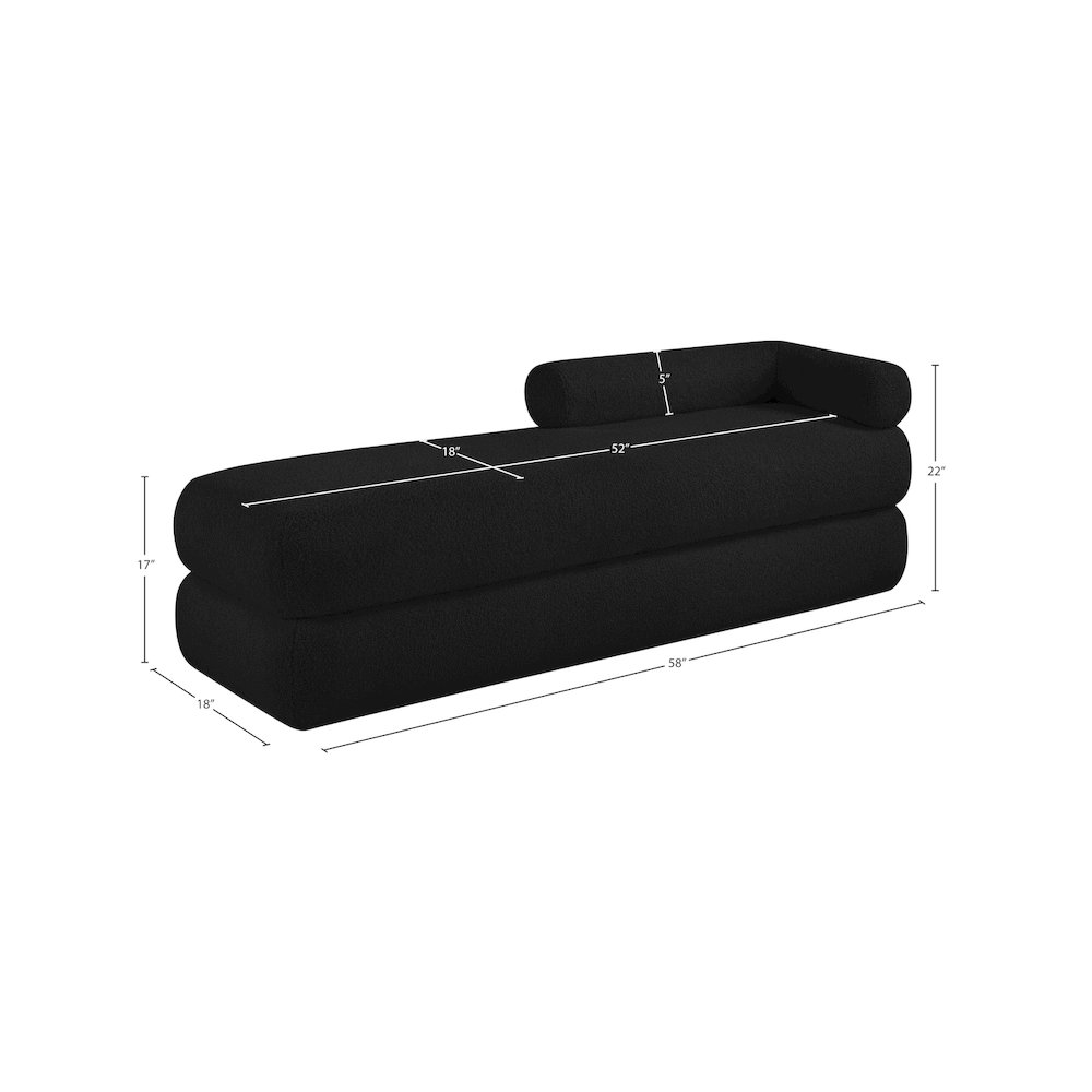 Kennedy Black Faux Shearling Teddy Fabric Bench. Picture 13