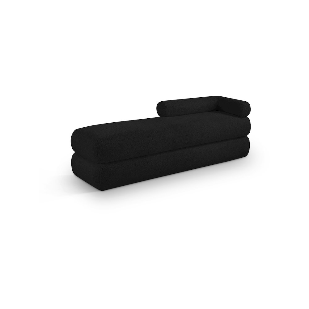 Kennedy Black Faux Shearling Teddy Fabric Bench. Picture 1