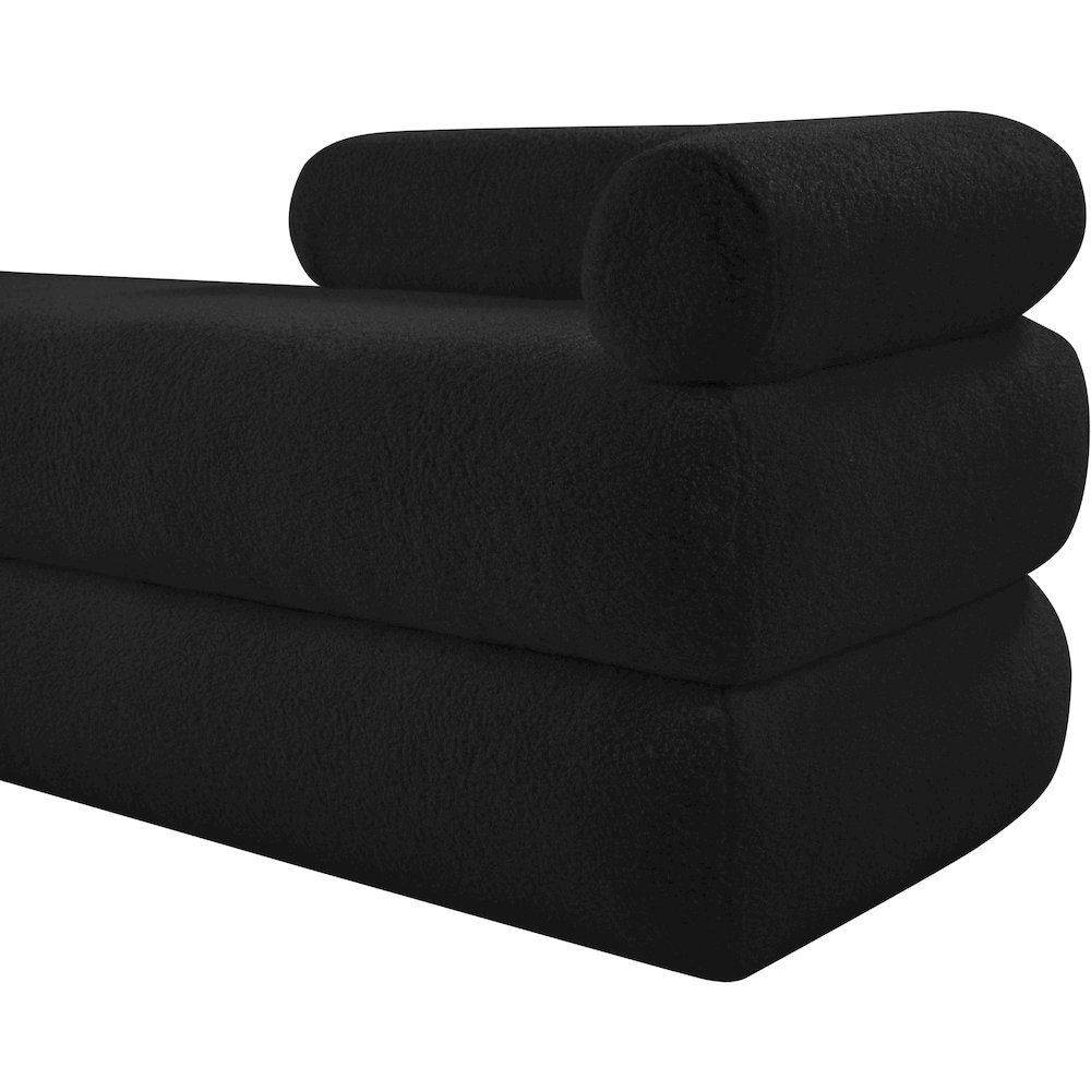 Kennedy Black Faux Shearling Teddy Fabric Bench. Picture 10