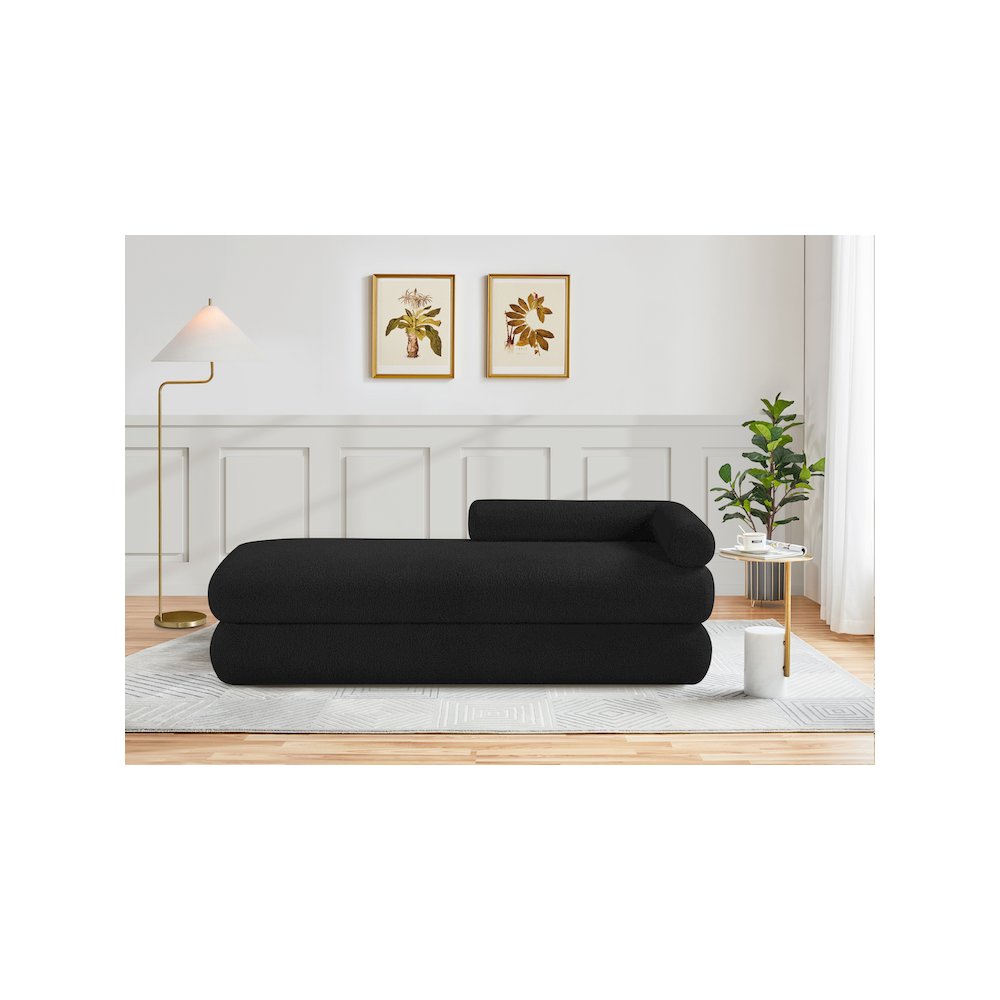 Kennedy Black Faux Shearling Teddy Fabric Bench. Picture 2