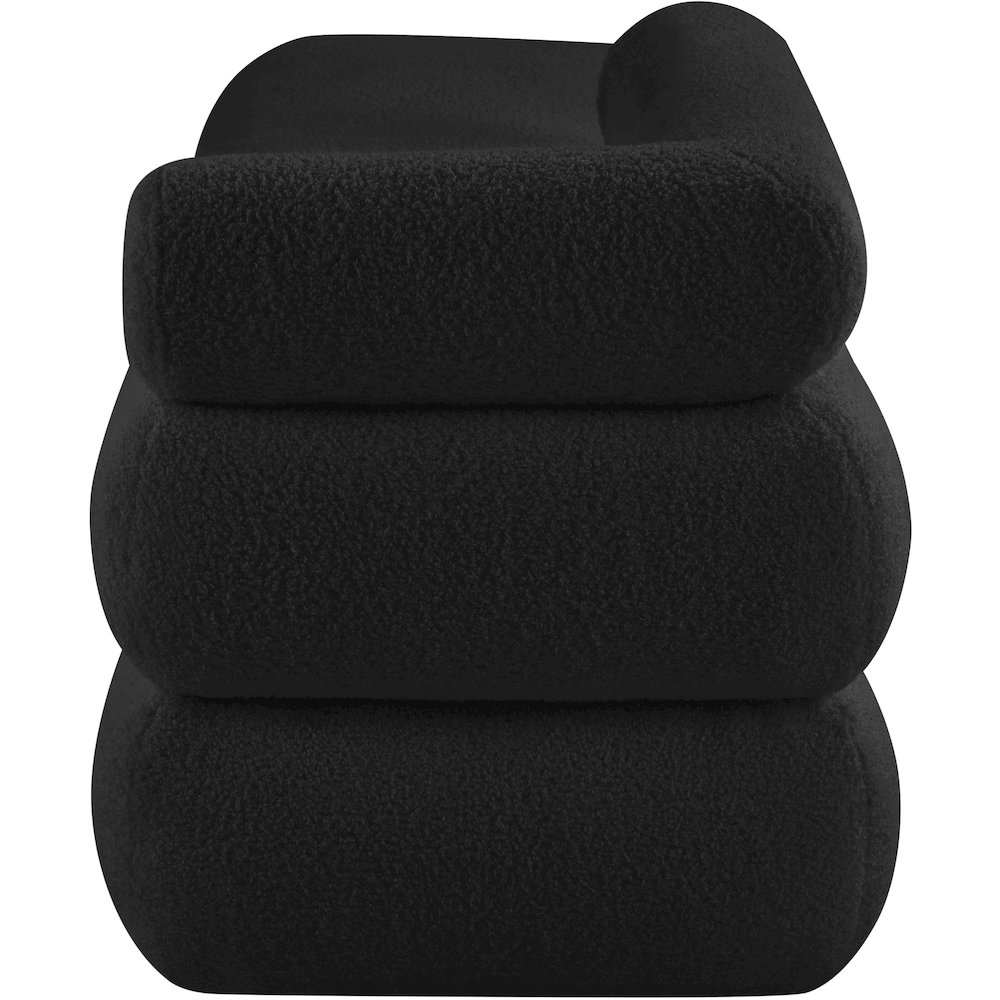 Kennedy Black Faux Shearling Teddy Fabric Bench. Picture 4
