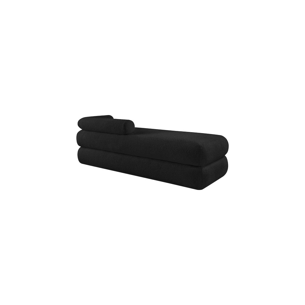 Kennedy Black Faux Shearling Teddy Fabric Bench. Picture 7