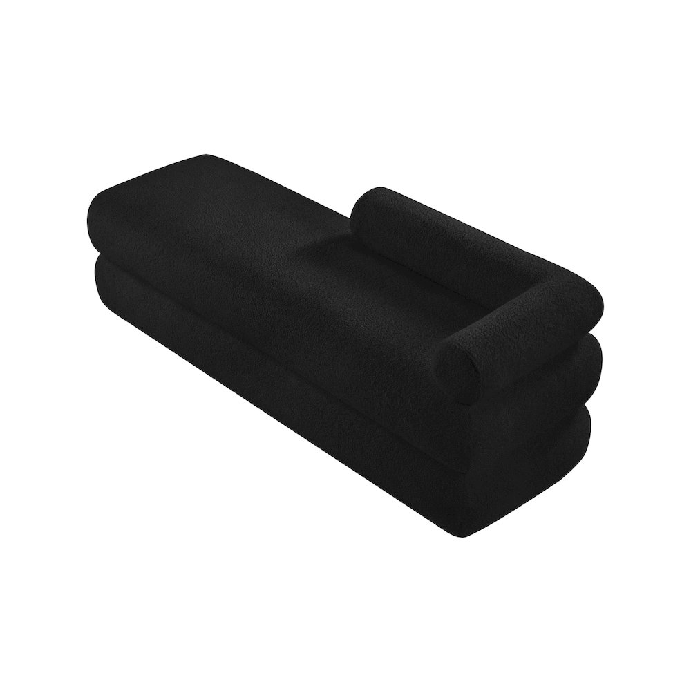 Kennedy Black Faux Shearling Teddy Fabric Bench. Picture 8