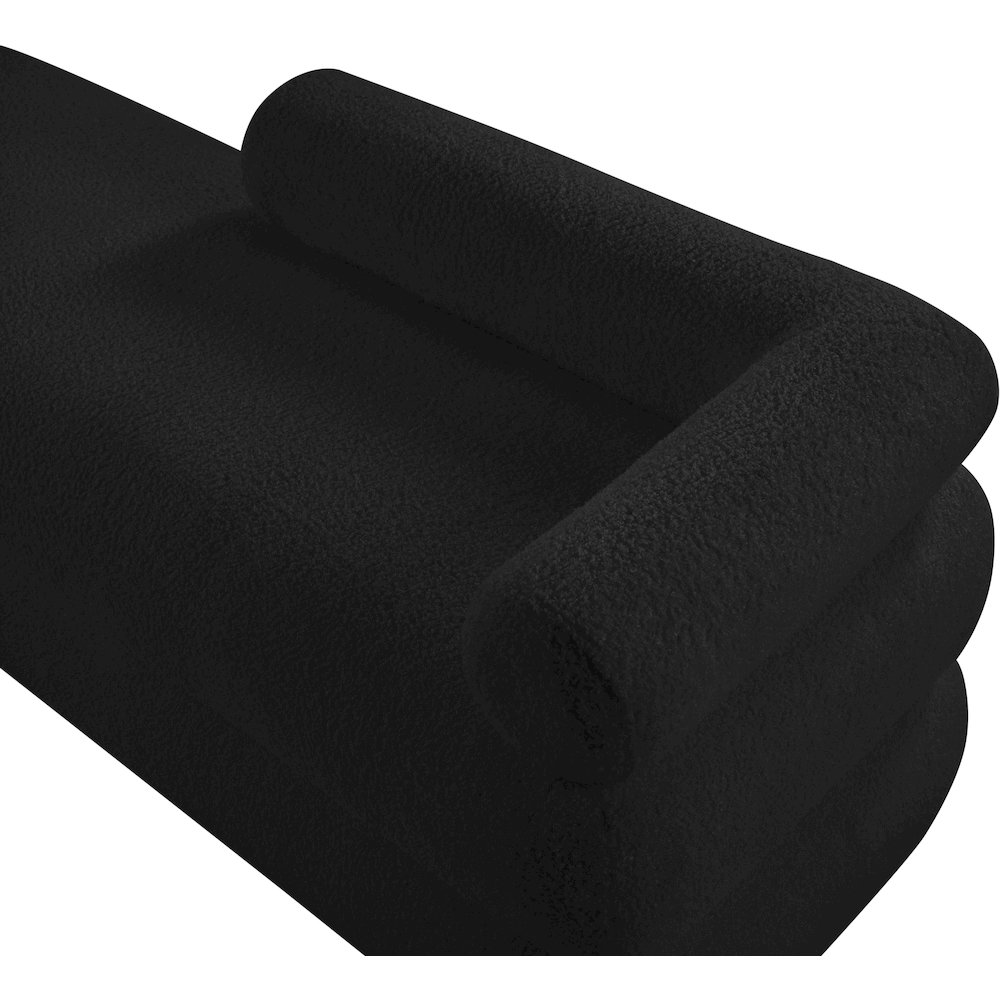 Kennedy Black Faux Shearling Teddy Fabric Bench. Picture 9