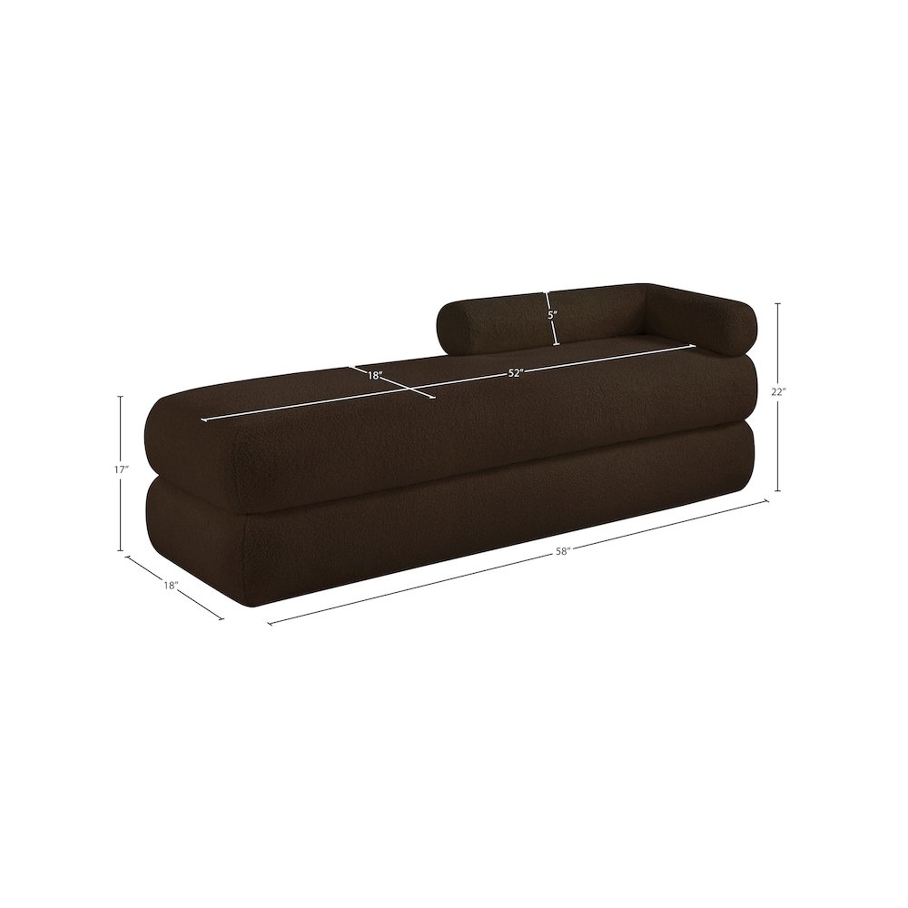 Kennedy Brown Faux Shearling Teddy Fabric Bench. Picture 13