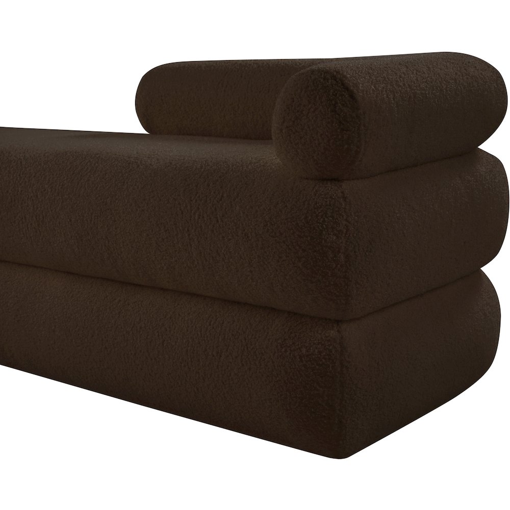 Kennedy Brown Faux Shearling Teddy Fabric Bench. Picture 10