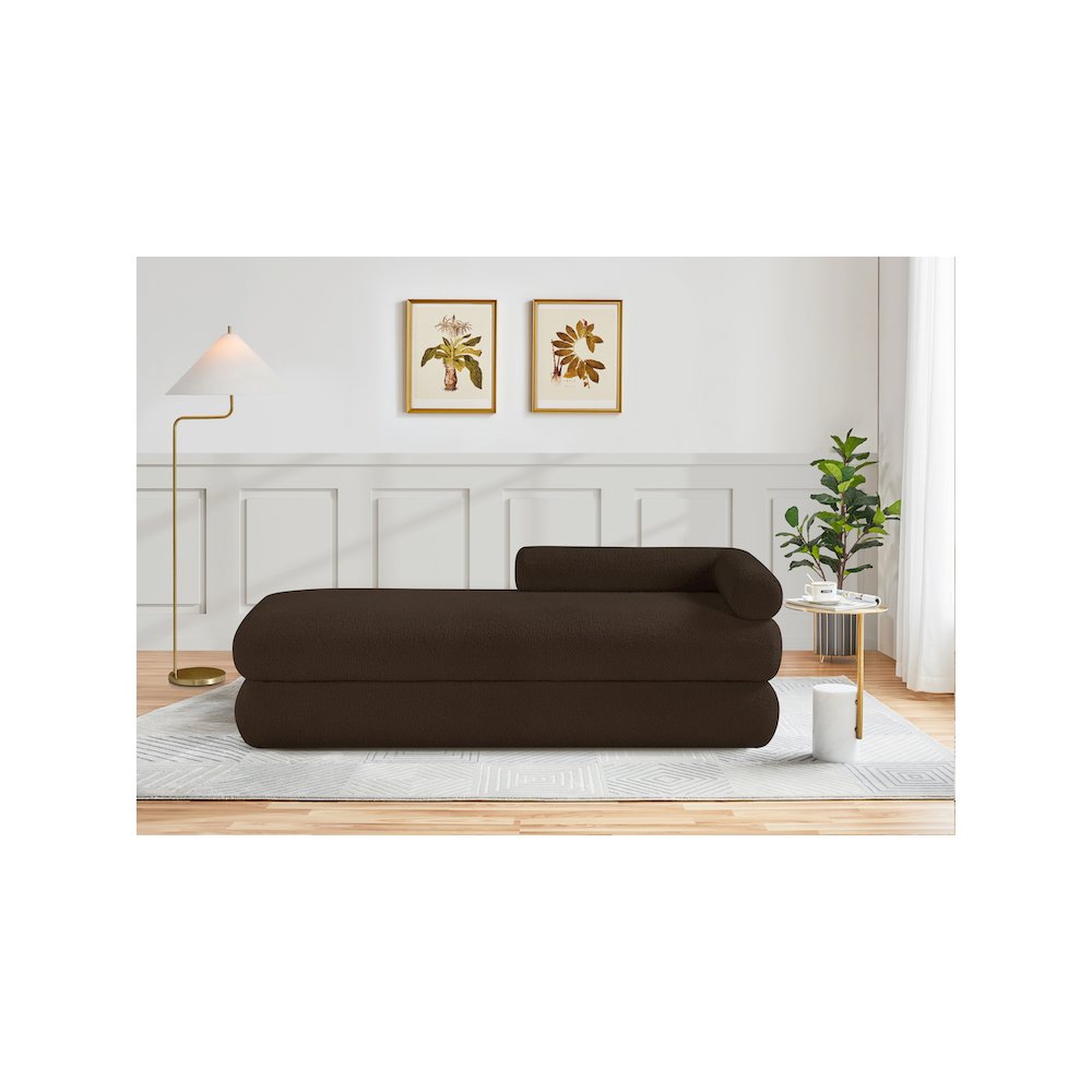 Kennedy Brown Faux Shearling Teddy Fabric Bench. Picture 2
