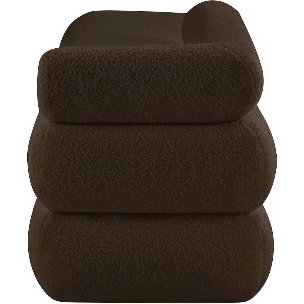 Kennedy Brown Faux Shearling Teddy Fabric Bench. Picture 4