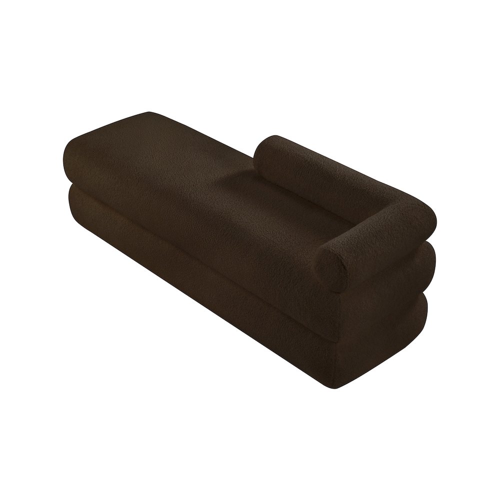 Kennedy Brown Faux Shearling Teddy Fabric Bench. Picture 8
