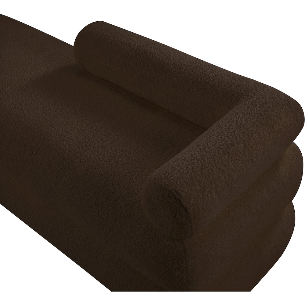 Kennedy Brown Faux Shearling Teddy Fabric Bench. Picture 9