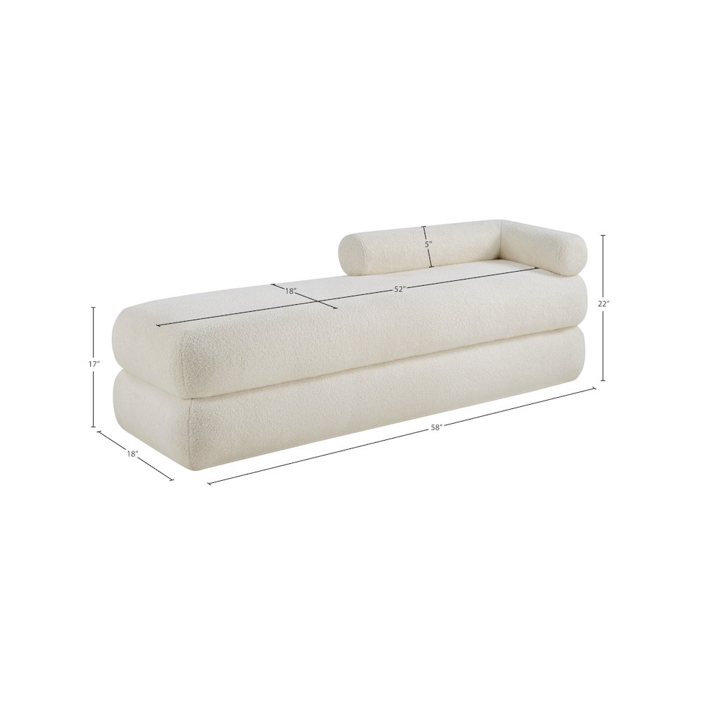 Kennedy Cream Faux Shearling Teddy Fabric Bench. Picture 13