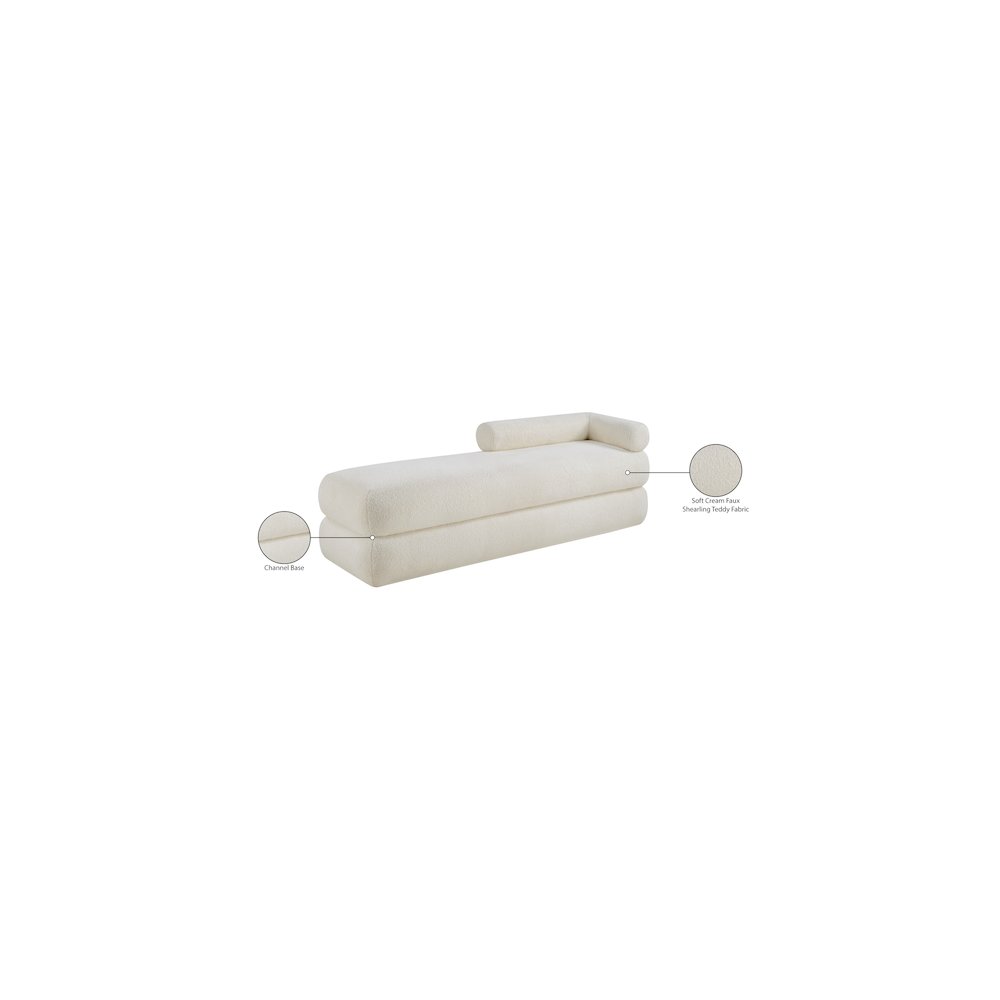 Kennedy Cream Faux Shearling Teddy Fabric Bench. Picture 14