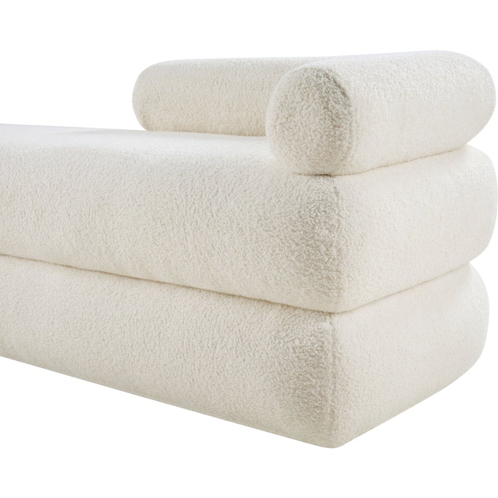 Kennedy Cream Faux Shearling Teddy Fabric Bench. Picture 10