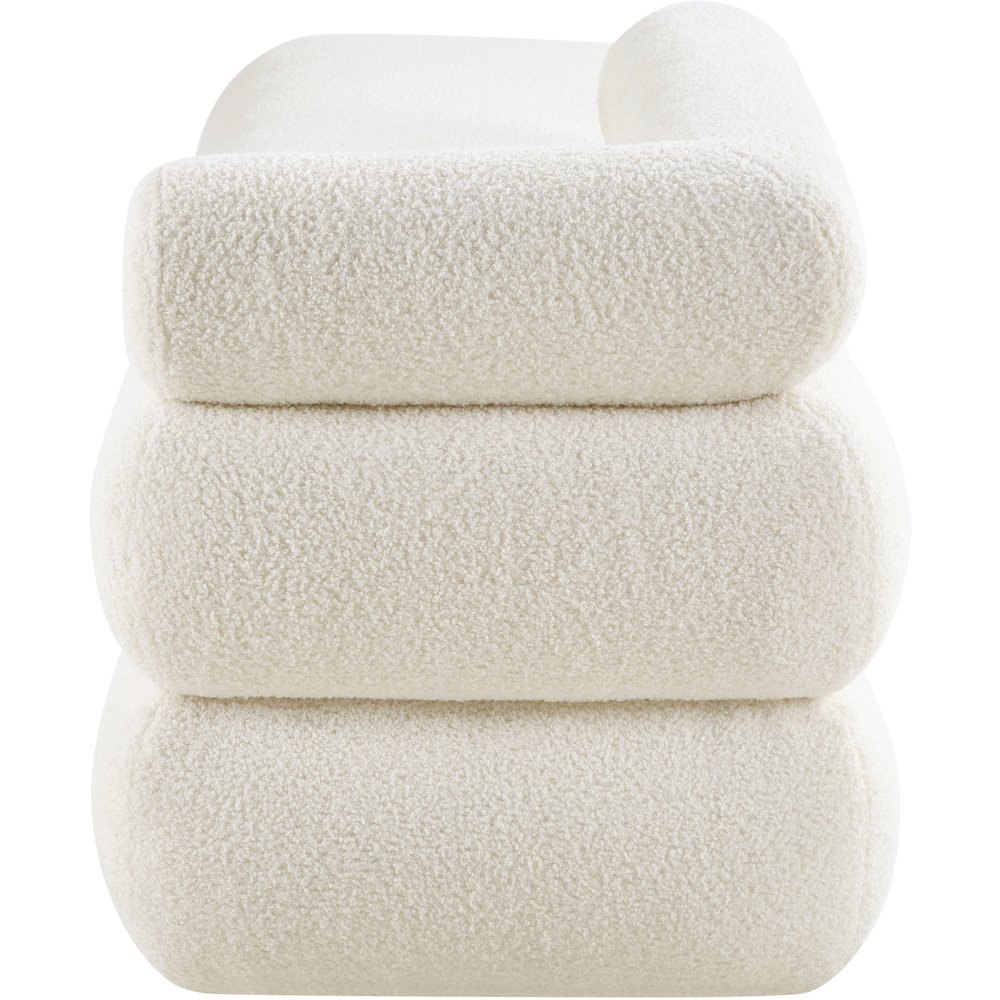 Kennedy Cream Faux Shearling Teddy Fabric Bench. Picture 4