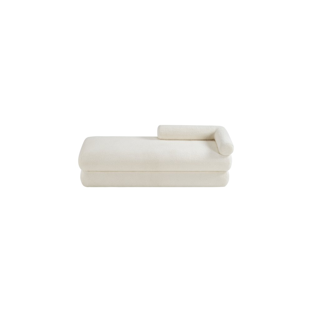 Kennedy Cream Faux Shearling Teddy Fabric Bench. Picture 6