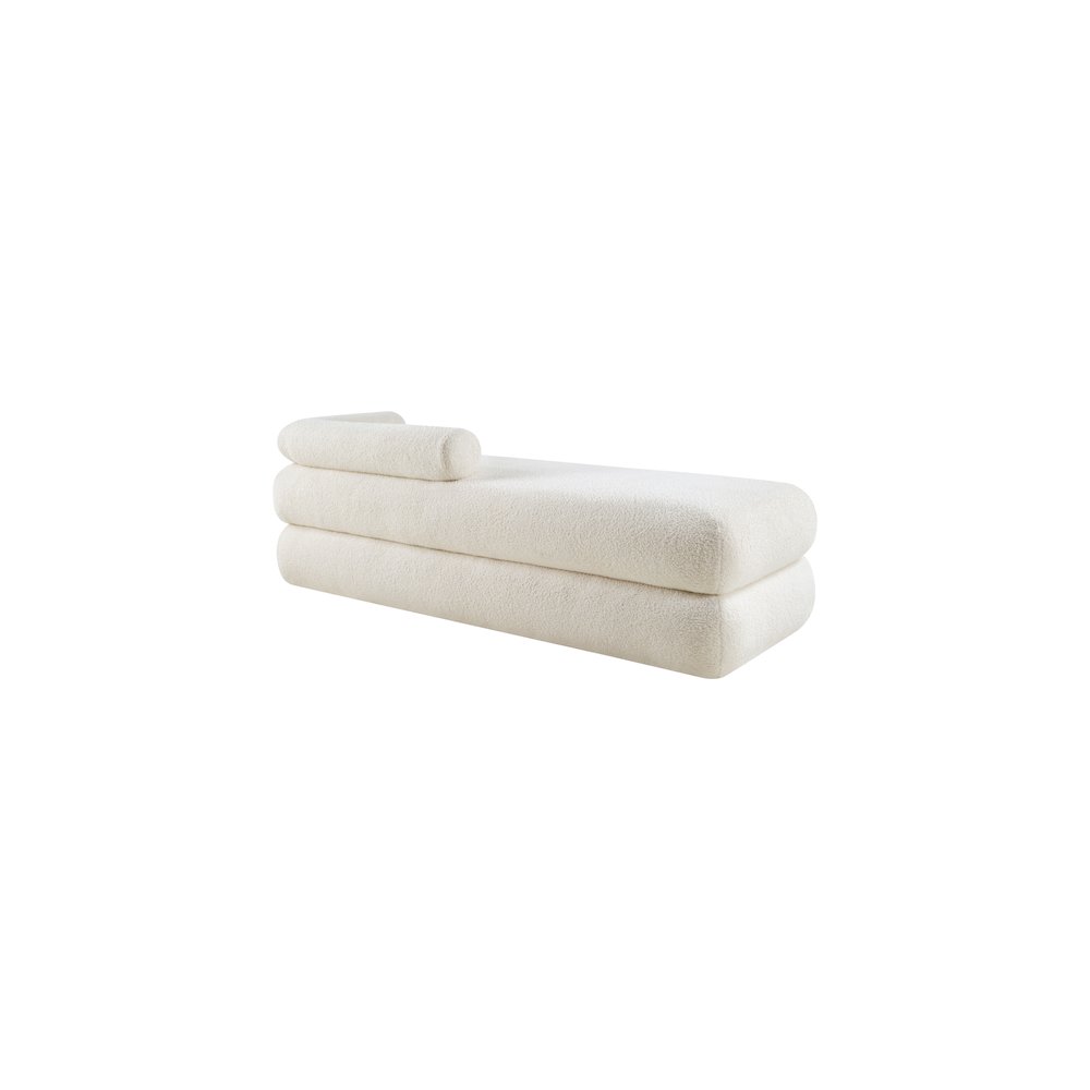 Kennedy Cream Faux Shearling Teddy Fabric Bench. Picture 7