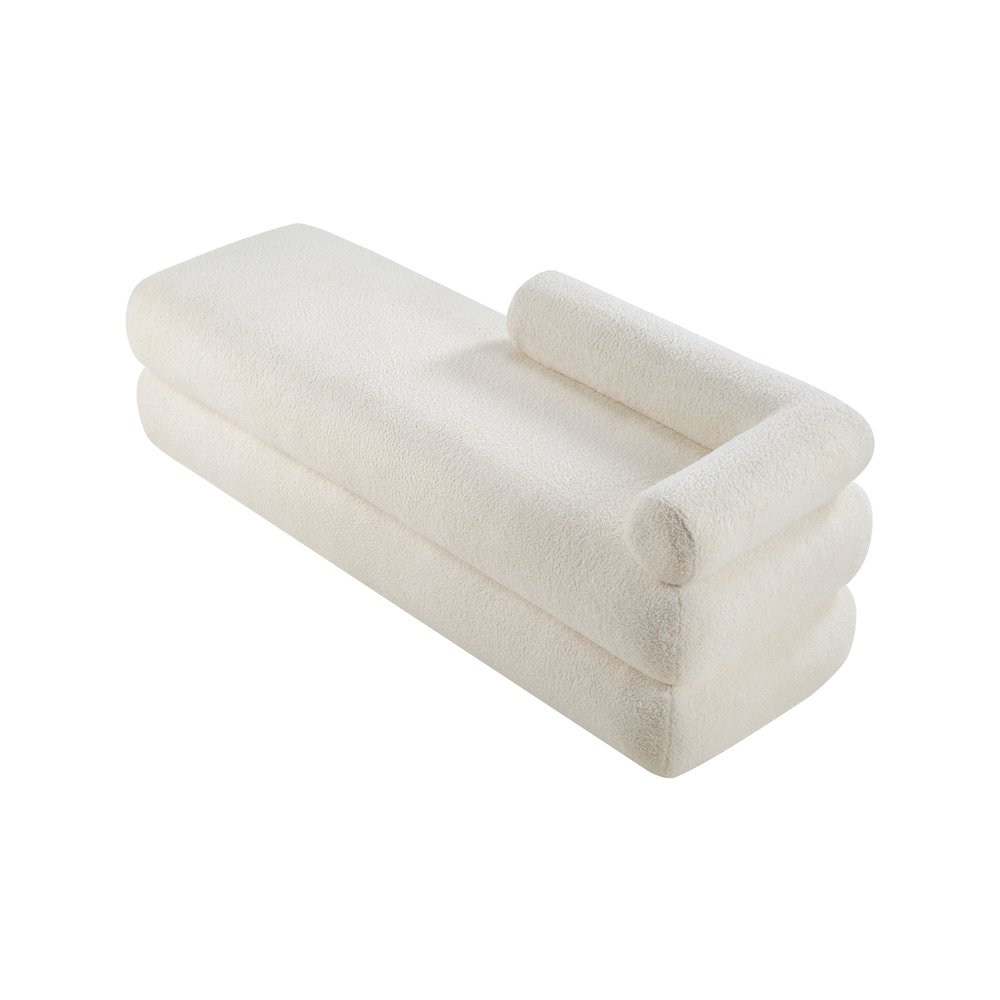 Kennedy Cream Faux Shearling Teddy Fabric Bench. Picture 8
