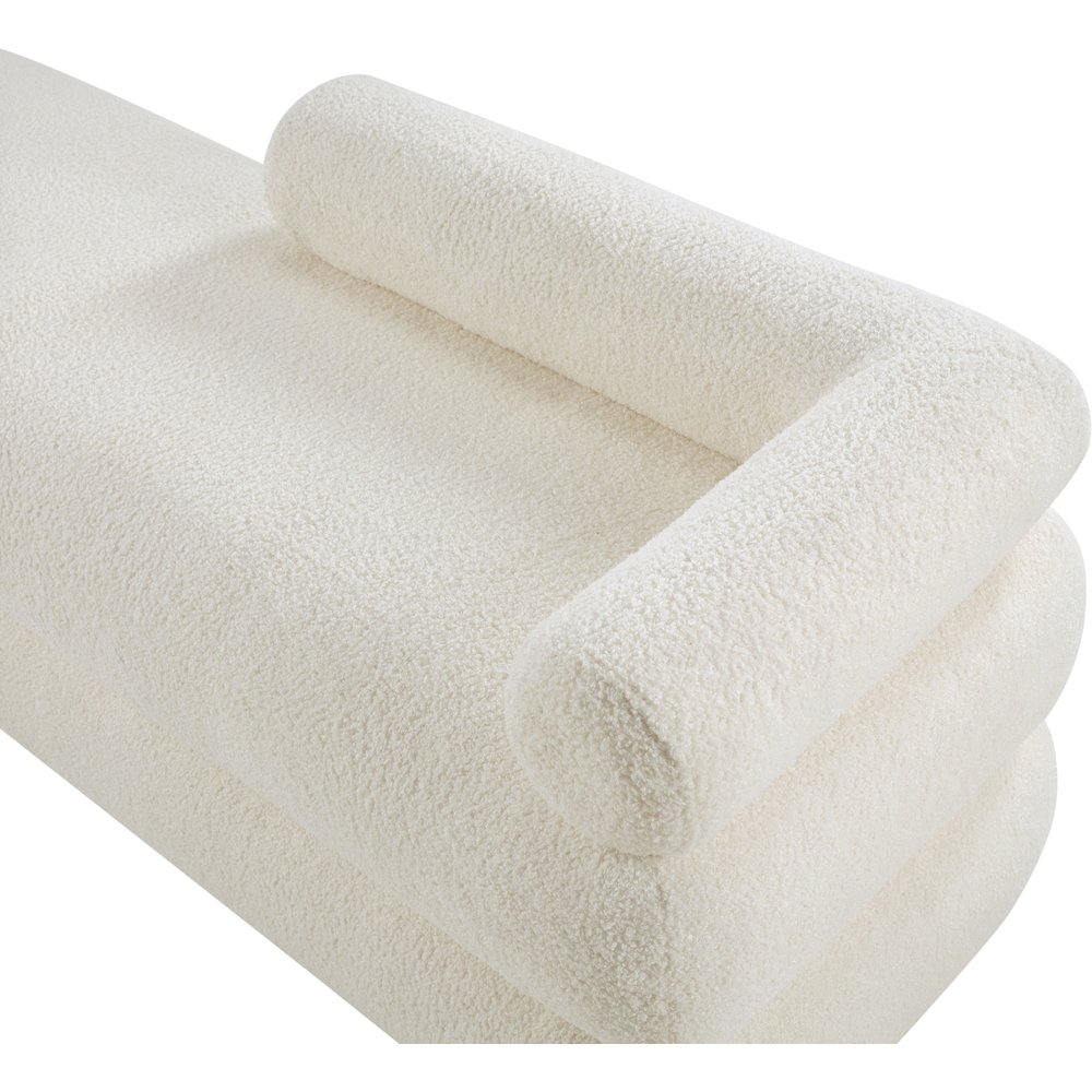 Kennedy Cream Faux Shearling Teddy Fabric Bench. Picture 9
