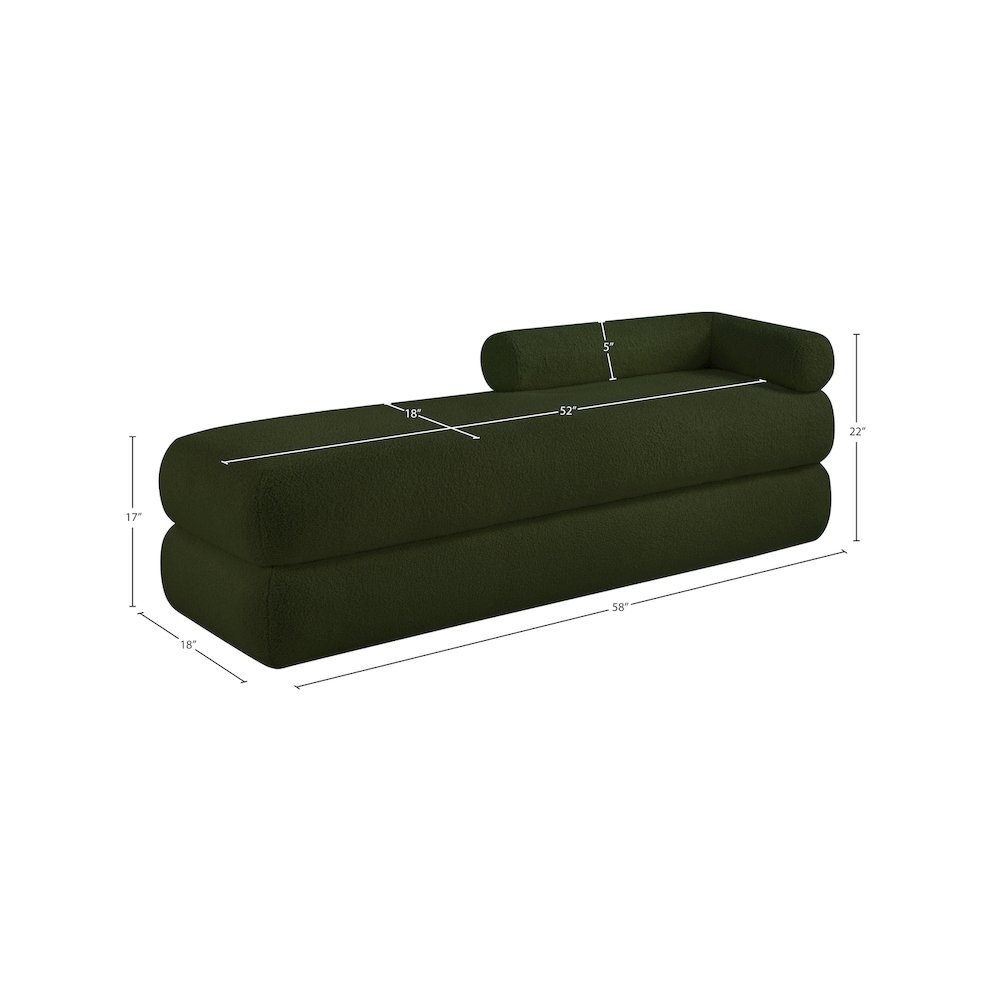 Kennedy Green Faux Shearling Teddy Fabric Bench. Picture 13